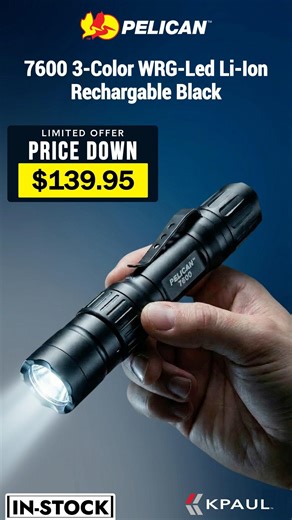 In Stock | Pelican 7600 LED Rechargeable Flashlight | Authorized Distributor | KPaul - Veteran Owned
