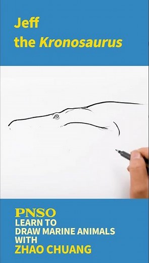 Head Close-up Drawing of a Kronosaurus (Side View)--Learn to Draw Dinosaurs with ZHAO Chuang