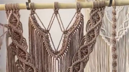 Watch a simple strand of rope turn into an elegant piece of handwoven macramé wall art