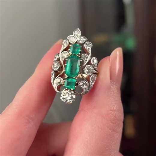 Antique Columbian Emerald and Diamond Ring of 18k Gold and Platinum - Gia Cert - Etsy