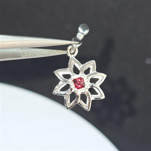 Natural Vivid Red Ruby 925 Silver Pendant – 8 CT - Princess Cut - July Birthstone - Etsy