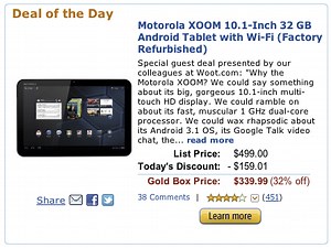 Woot! Motorola XOOM tablet is $339 today only