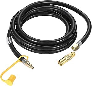 12 feet Low Pressure Propane Quick-Connect Hose for RV to Gas Grill, with 3/8" Female Flare x 1/4" Full Flow Male Quick Disconnect Plug, Replacement for LP Gas Coleman Roadtrip LXE Portable Grill