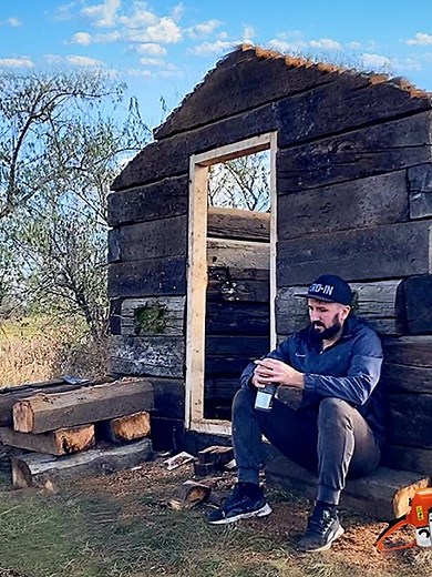 Building a Wooden Hut for Fishing by a Lake