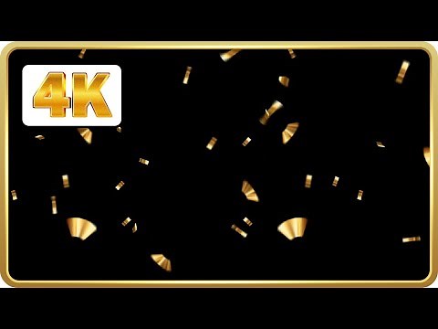 Gold Confetti falling background video loops black screen HD