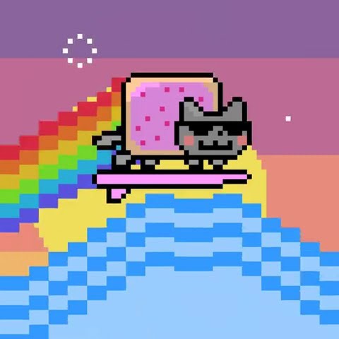 surfing nyan cat