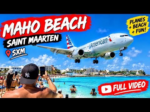 Maho Beach St. Maarten ✈️ CRAZY Airplane Landings at SXM Airport 4K