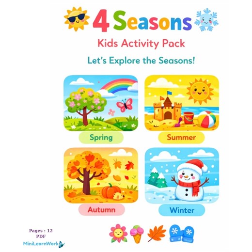 4 Seasons Weather Learning Pack for Kids – Cut & Match   Weather Graph   Circle Worksheets – Printable PDF -short Video Ready - Etsy Canada