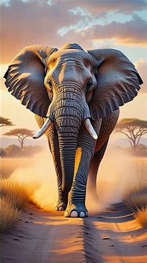 “A Majestic Elephant Walking Through the Golden Savannah | Cinematic 4K”