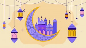 Ramadan Celebration with Mosque and Lanterns | Free Stock Video Footage