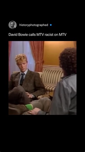 33K views · 265 reactions | In a famous 1983 interview on MTV, David Bowie publicly criticized the network's VJ, Mark Goodman, for its deliberate lack of programming featuring Black artists. ⁠ He challenged MTV's programming rationale, arguing that as a major media platform, it had a responsibility to provide fair and integrated representation for all musicians. Credit: @mtvnews | History In Pictures | Facebook