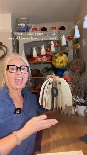 Julieanne Martin | How to make a paper ghost from books heading to landfill. Have fun 👻👻👻#ghostcrafts #halloweencrafts #howtomakeaghostfromoldbooks... | Instagram