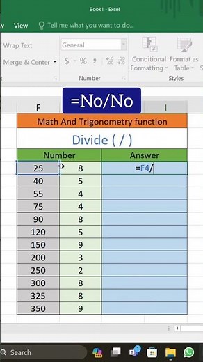 DIVIDE ➗ Formula in Excel | How To Use DIVIDE Formula #excel #msexcel #formula #