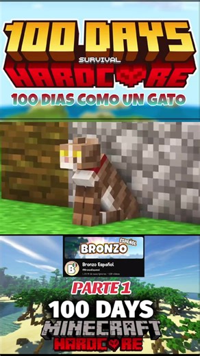 100 DIAS EN MINECRAFT HARCORE COMO UN GATO 🌍😱(parte 1) Este video es del YouTuber BRONZO pueden ir a seguirlo ✅ #minecraft #100dias #harcode #ponmeenparatitiktok #youtube