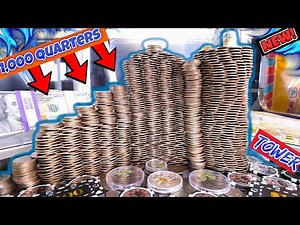 ➡️"1,000 Quarters"⬅️ to build these High Risk Coin Pusher Tower's! $10,000 Cash inside them!!