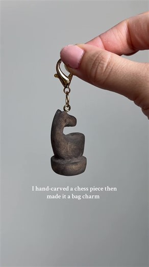 Third project of 2026. I’m in love. #whimsical #bagcharm #chess #woodcarving #chic