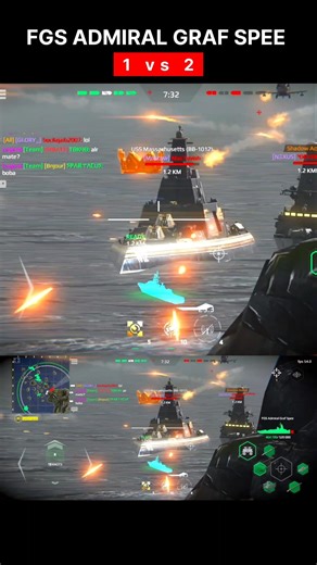 Fgs Admiral Graf Spee 1 vs 2🔥#modernwarships #shorts