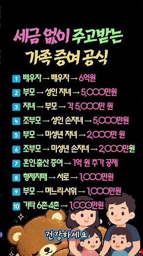 자녀에게 현금 보낼 때 필독! 💸 국세청 세무조사 피하는 가족 간 증여 비과세 한도 10가지 💰