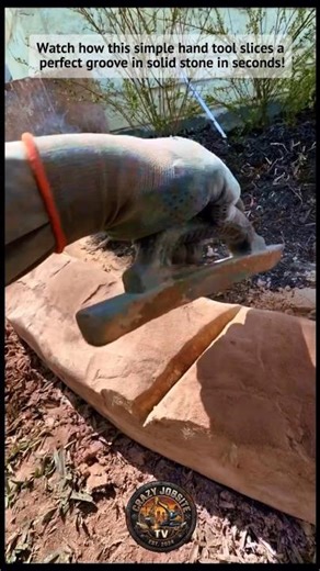 Watch how this simple hand tool slices a perfect groove in solid stone in seconds!#shorts