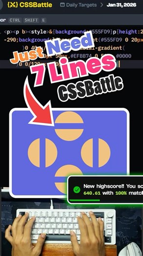 CSS Battle: You only need 7 Lines #cssbattle #shorts
