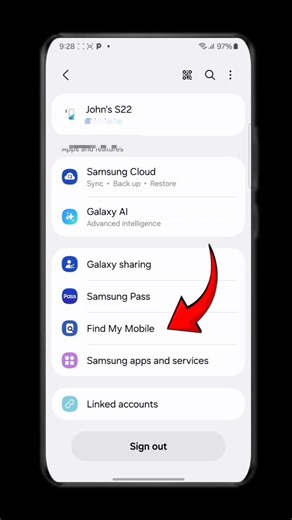 Samsung S22: Turn On Find My Mobile in 15 Seconds #spen #samsung #fyp