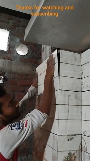 Pillar Corner Cutting Tile Installation Method #tilesfitting #tileswork #tiles