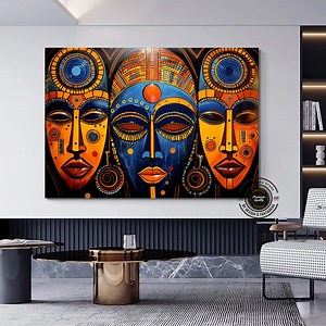 Abstract African Tribal Mask Canvas Wall Art - Etsy