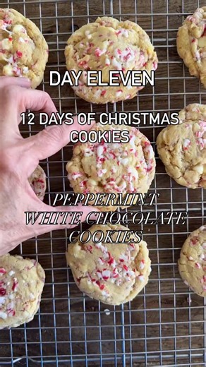 Leigh Anne Wilkes|Family Recipes on Instagram: "Day 11 of #12DaysofChristmasCookies and these are basically Santa’s favorite 🍪 Peppermint + white chocolate + chewy cookie perfection = holiday magic in every bite. The candy cane crunch just makes them extra fun. Comment PEPPERMINT and I’ll send you the recipe!"