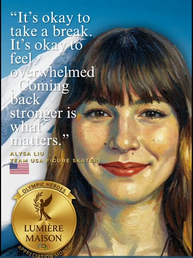 As we honor Olympic Heroes Appreciation Month this January ahead of the Milano Cortina 2026 Winter Olympics, LUMIÈRE MAISON celebrates the extraordinary athletes who embody resilience, excellence, and the power to inspire—spotlighting **Alysa Liu** (2005–), Team USA figure skater, whose groundbreaking jumps, courageous comeback after retirement, and openness about mental health make her a true Olympic Hero proving that vulnerability and victory can dance on the same blade. Born August 8, 2005, i