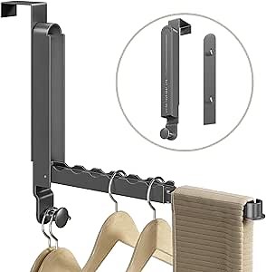 Over The Door Collapsible Drying Racks for Laundry, Indoor Small Hanging Clothes Drying Rack, Portable and Foldable Rv Clothes Drying Rack, Over The Door Clothes Hanger Towel Rack,Grey