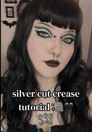 silver cut crease using the @ColourPop Cosmetics blowin’ smoke palette!! 🩶🖤 I know a lot of you guys have this one so i hope this is helpful :) products used: @Makeup A Murder, INC. eye 4N eye base ‘suspense’ [code: ‘CHERRY’🍒] Colourpop bff liquid liner, creme gel liner ‘swerve’, ‘bull chic’ lippie pencil and ‘currant mood’ ultra matte lip #colourpop