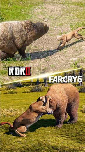 Bear vs Cougar | RDR2 vs Far Cry 5 Animal Fight 🐻⚔️🐆