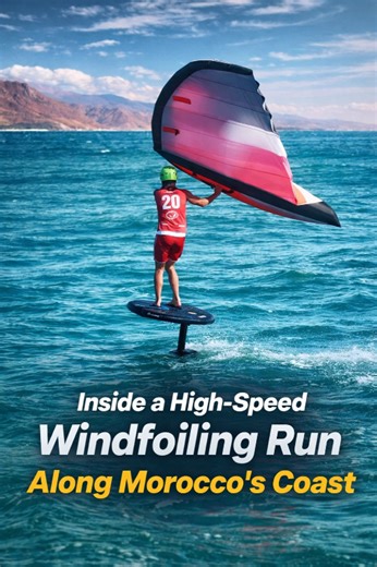 Inside a high-speed windfoiling run along Morocco’s coast