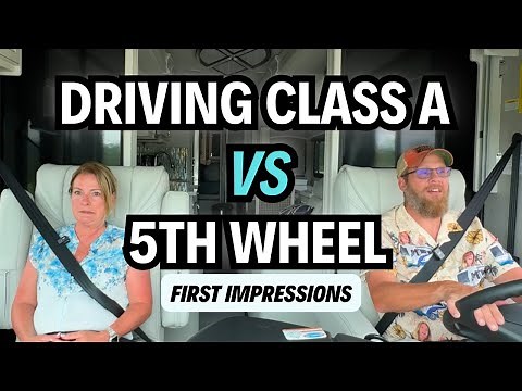 First Drive in Our Holiday Rambler! Driving a Class A vs Towing a 5th Wheel