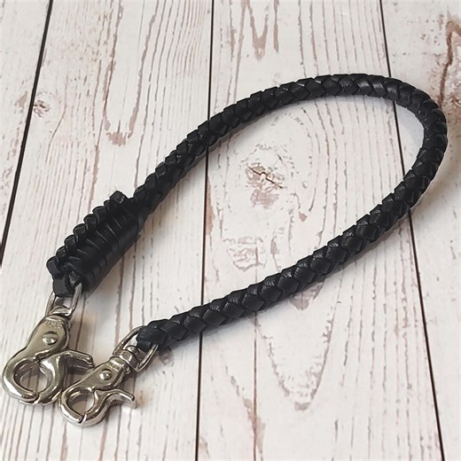 Braided Black Leather Wallet Chain - Heavy Duty Biker Style - Etsy