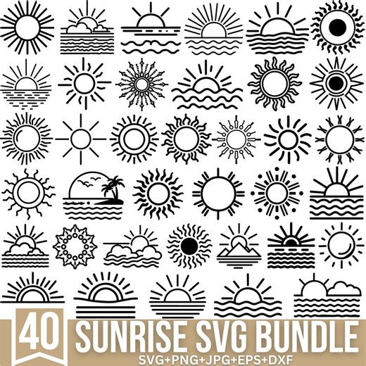 Sunrise Svg Bundle, Sunset Svg, Sun and Beach Clipart, Sunrise Vector, Sun Svg, Cut Files for Cricut, and Silhouette, Summer Sunset Design - Etsy Canada