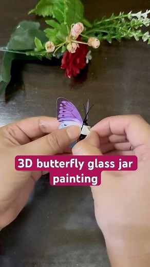 "3D Butterfly Glass Jar Painting | Simple DIY Acrylic Art #Shorts"