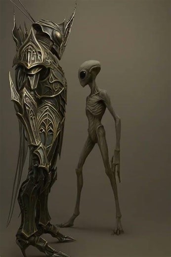 alien grey tries on new armored exosuit.👽🤖