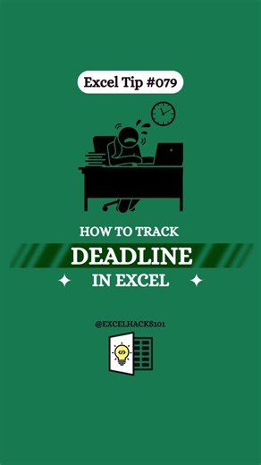 Excelhacks101 | Daily Excel Tips on Instagram: "Deadline Tracker in Excel‼️ Formula - =TODAY()-C4 [red] "Days Overdue";[green]# "Days Left"; [blue]# "Today" Save for later so you don't forget ✨ #excel #exceltips #data #productivity #accounting #corporate #finance"