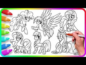 Coloring Pages MY LITTLE PONY - Mane Six / How to color My Little Pony. Easy Drawing MLP Tutorial