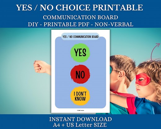 Yes No Communication Board for Non-verbal Children | Autism Visual Aid | AAC Printable | Speech Therapy Resource | Special Needs Tool - Etsy