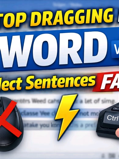 Stop dragging your mouse to select sentences in Word. Use this simple shortcut and select a full sentence instantly. Follow CtrlHacks | Mr. Nartey for daily Word, Excel and PowerPoint tricks. #WordTips #MicrosoftWord #OfficeHacks #ProductivityTips #WordShortcut