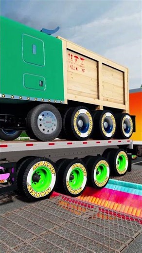Longest Multi-Trailer Truck vs Deadly Rainbow Speed Bump | BeamNG.drive