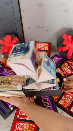 Chocolate explosion box with pop up cubes // best birthday suppris // birthday gift ideas #shorts
