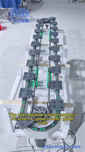 Custom 20-station automated curved guide rail conveyor system, Chain drive ring conveyor equipment