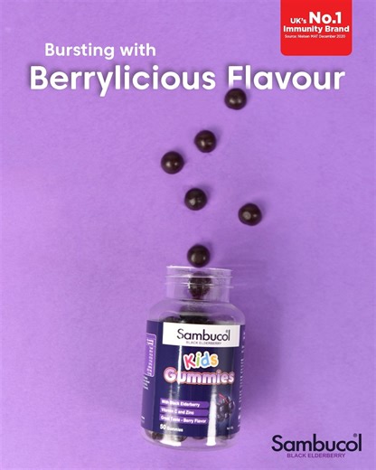 😋 Berry-licious gummies kids love! Sambucol Kids Gummies are berry yummy & packed with daily immune support, specially made for little ones ages 2 & above. 💜 Available at Watsons, Guardian, Shopee, Lazada & selected pharmacies. #SambucolMY #TakeControlwithSambucol #BlackElderberry *Adult supervision is advised, as small children may be at risk of choking. To reduce this risk, the product should be eaten in smaller, bite-sized pieces. | Sambucol Malaysia