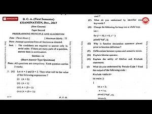 BCA 1ST SEM PROGRAMMING PRINCIPLE AND ALGORITHM BCA N DEC 2017 | CSJMU