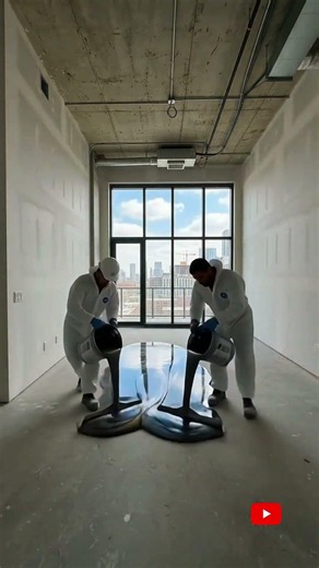 Luxury Penthouse Makeover: Wait for the Epoxy Floor! 🤯🏙️ #shorts #livingroomdecor