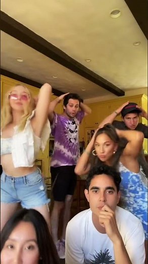 Dylan O'Brien, Max Minghella, Olivia Sui and Sam Lerner doing another TikTok dance