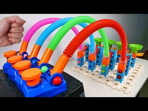 Pop Tube Marble Run Race ASMR # 2 ☆ In The Air ☆ Creative Healing Sound Simple Machine DIY Build